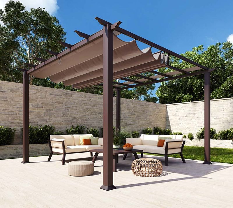 Aluminijasta pergola Florida | Videz lesa temno rjav | 350x350x235 cm