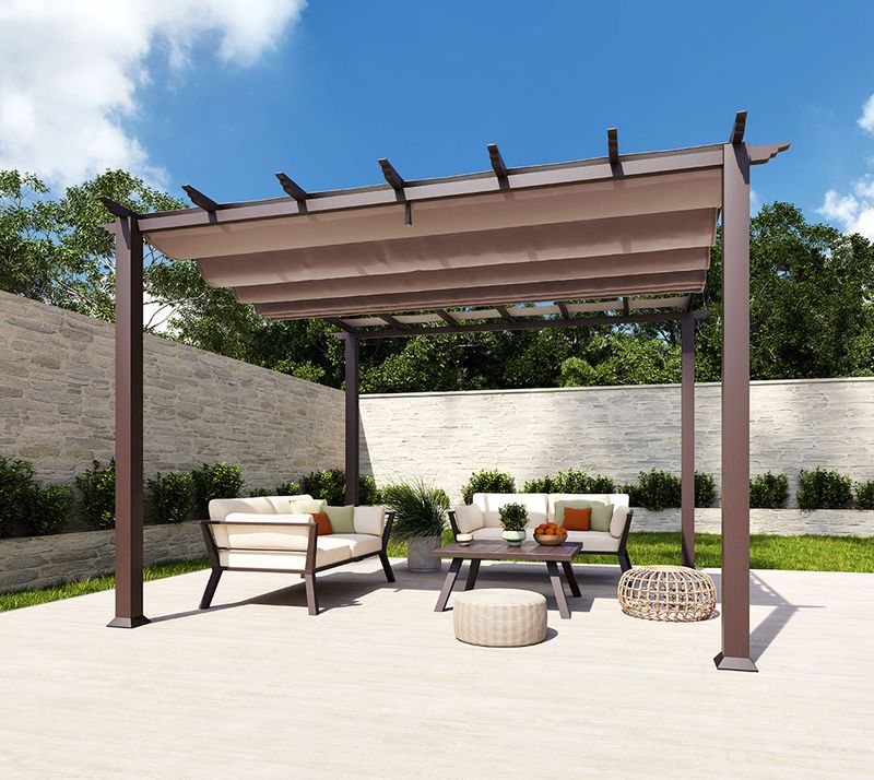 Aluminijasta pergola Florida | Videz lesa temno rjav | 350x350x235 cm