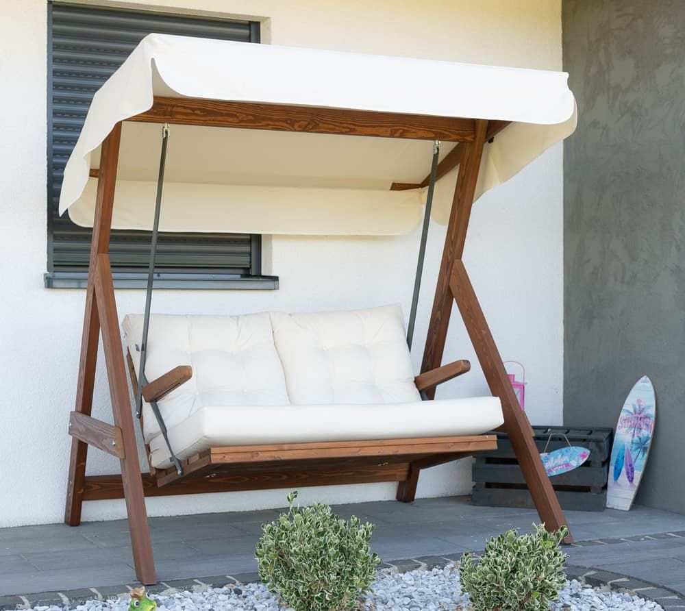 Lesena gugalnica Hollywood Swing Paris | Bež | 123x160x180 cm