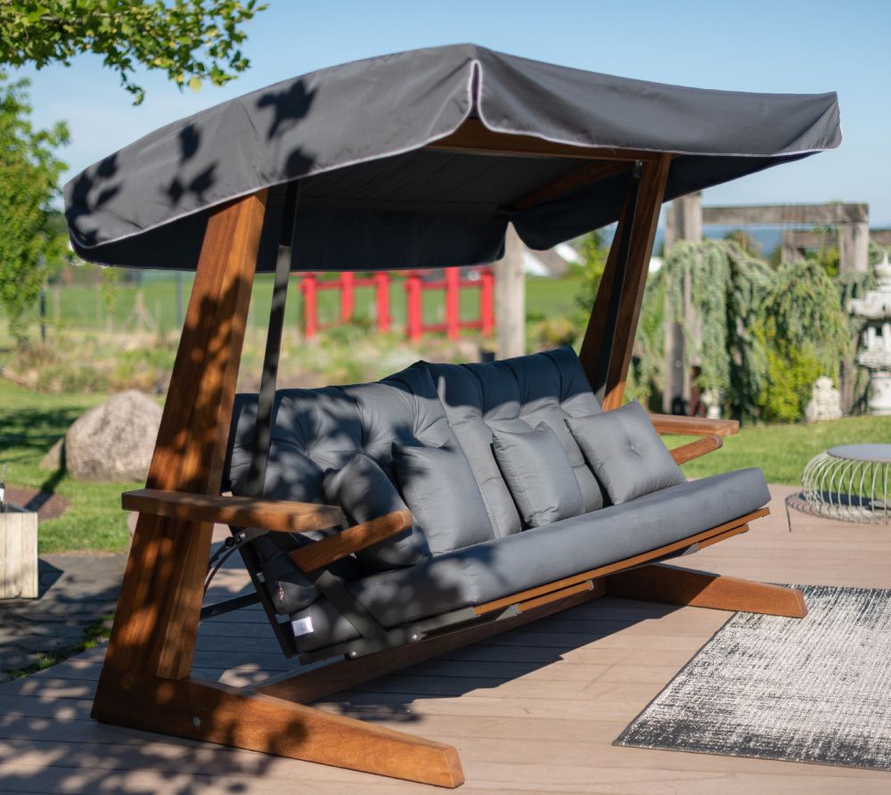 Lesena gugalnica Luna | antracit | 139x260x195 cm