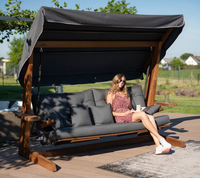 Lesena gugalnica Luna | antracit | 139x260x195 cm