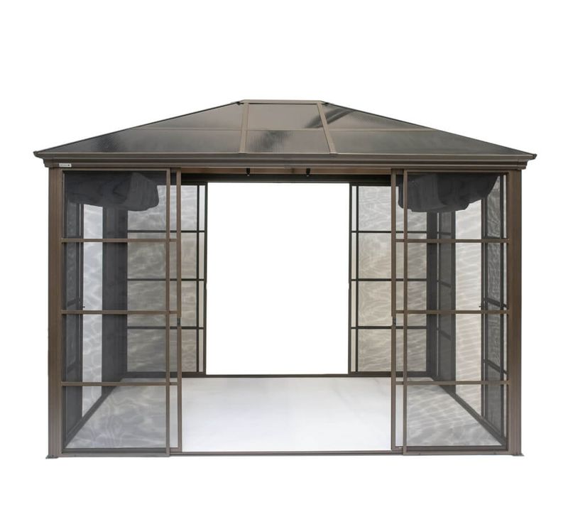Aluminijasti paviljon Castel vklj. zaščito pred soncem | bronasta | 362 x 298 x 283 cm