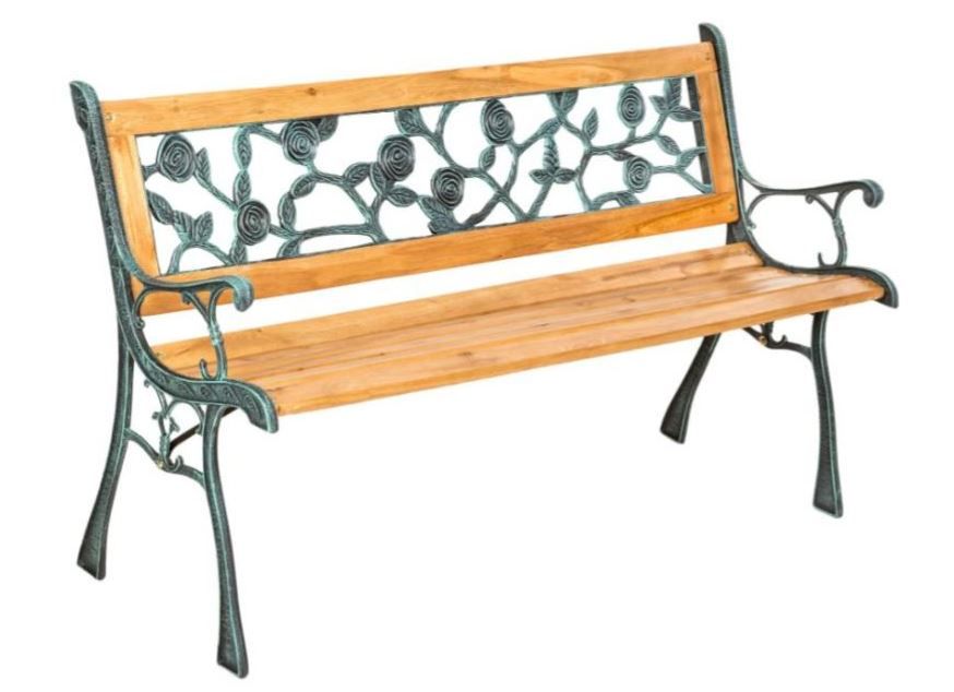 Elegantna vrtna klop Marta za 2 osebi iz lesa in litega železa - 124 x 52 x 74 cm