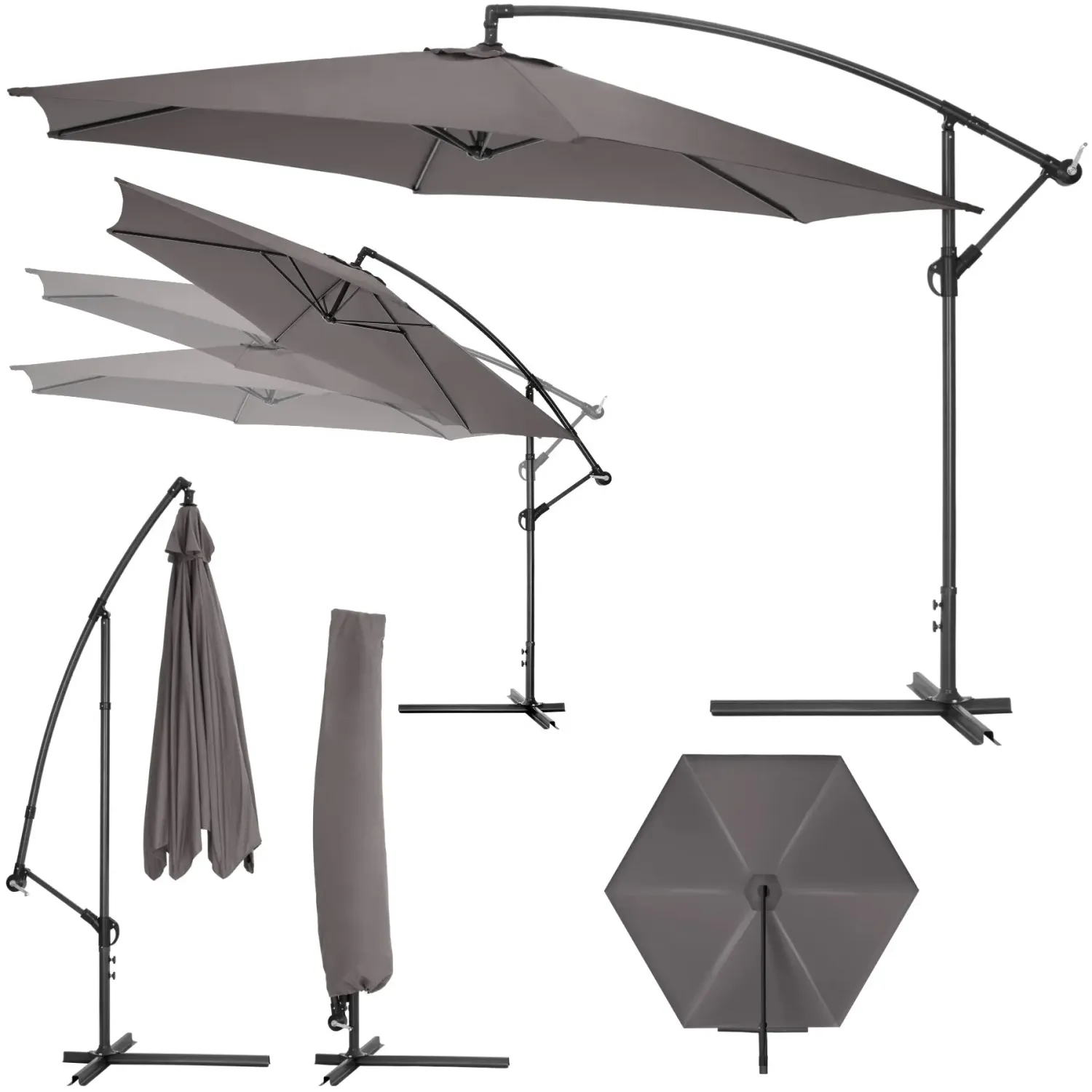 Nihajni senčnik - 350 cm, Barva: Siva