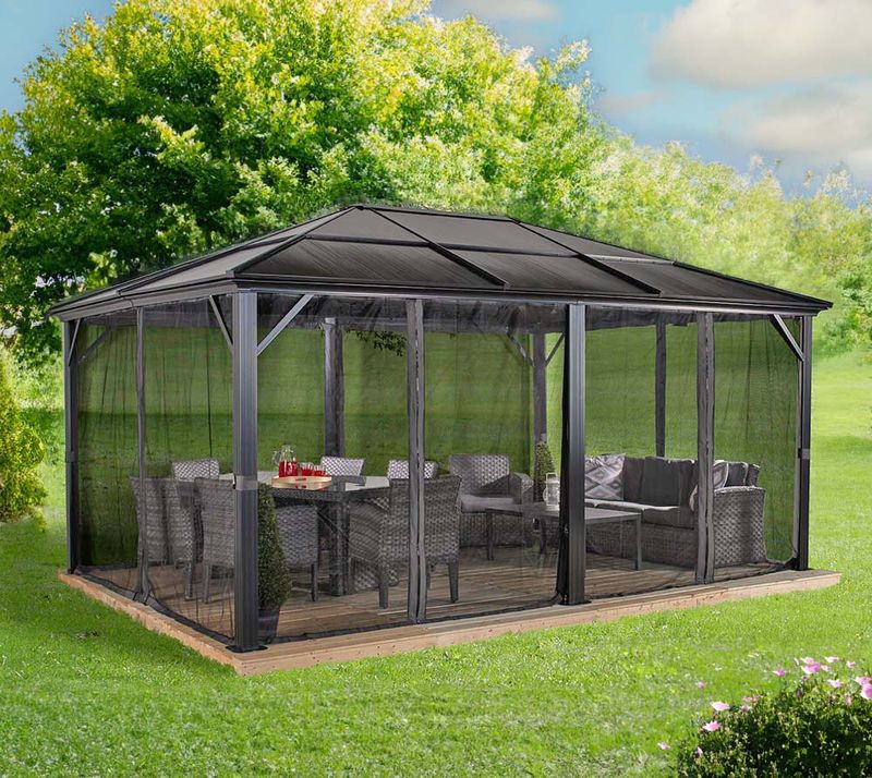 Aluminijasti paviljon Meridien - vklj. z mrežo proti komarjem | 365 x 485 x 270 cm |