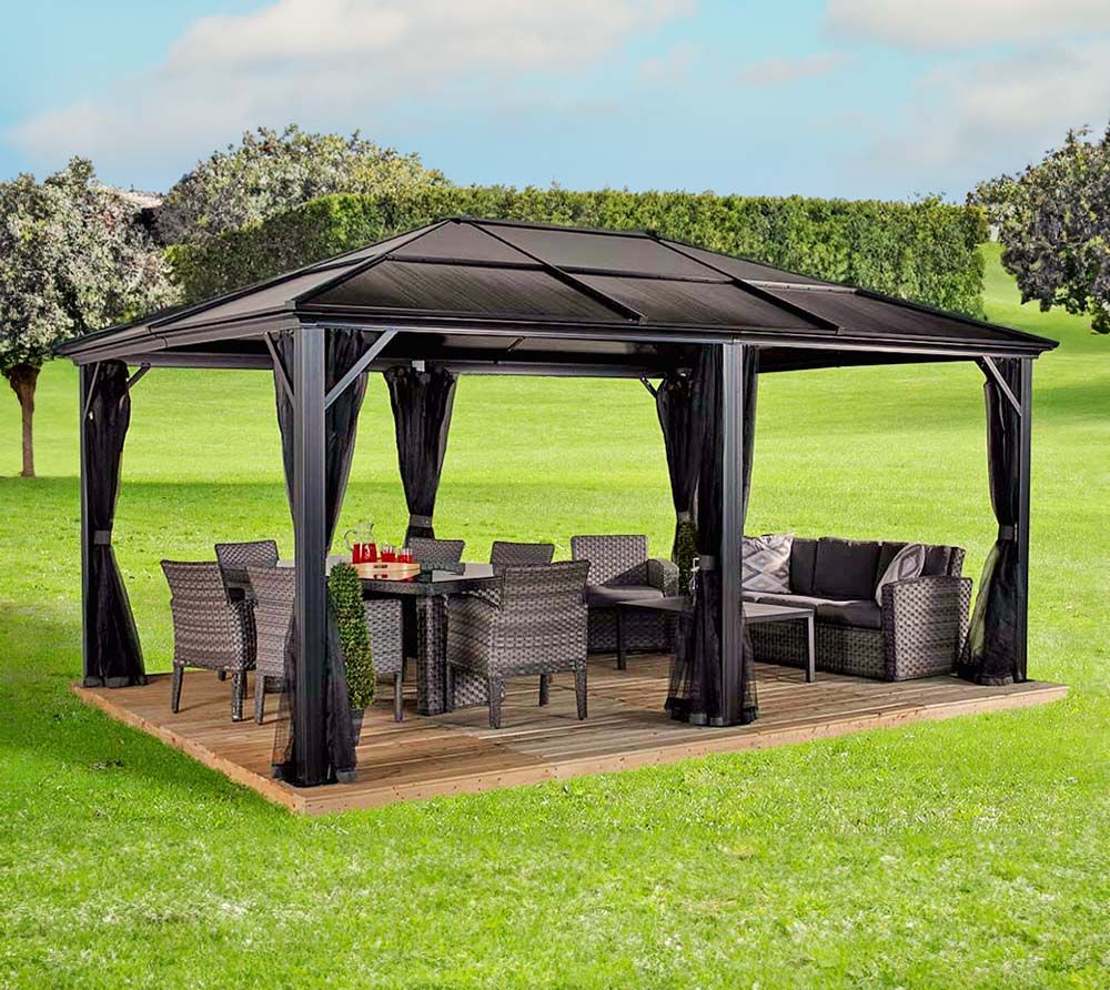 Aluminijasti paviljon Meridien - vklj. z mrežo proti komarjem | 365 x 485 x 270 cm |