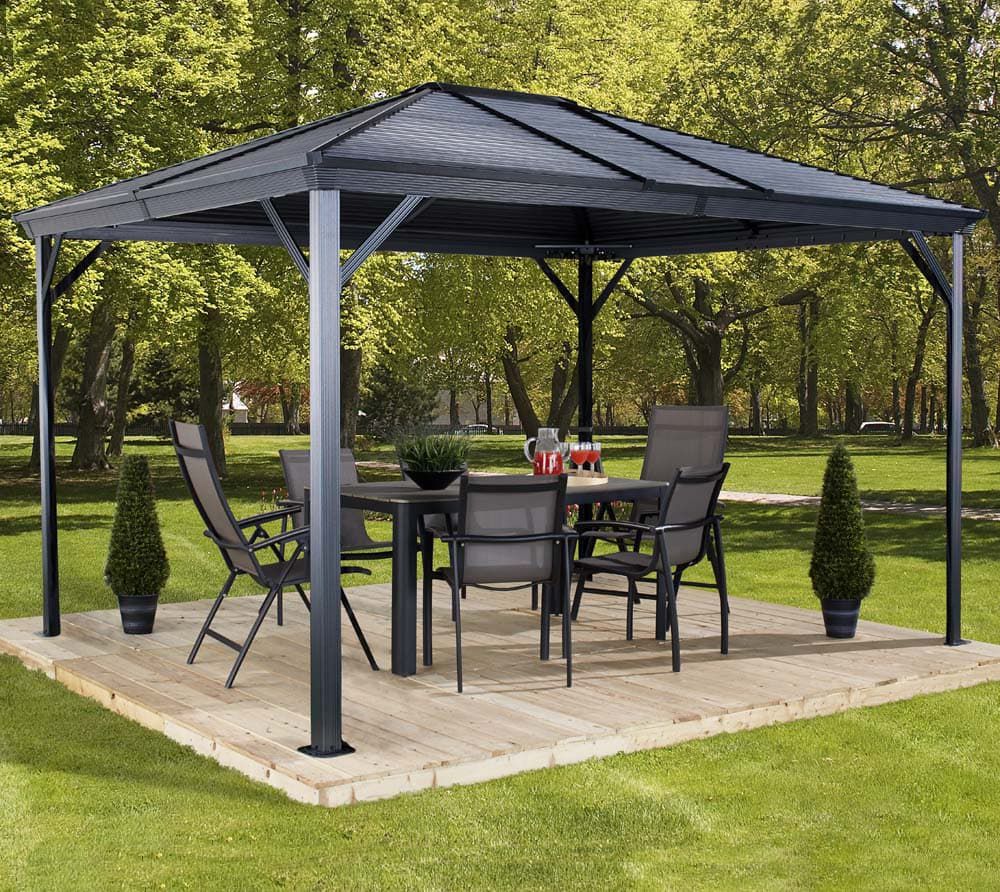 Aluminijasti paviljon Ventura | 296 x 423 x 261 cm |