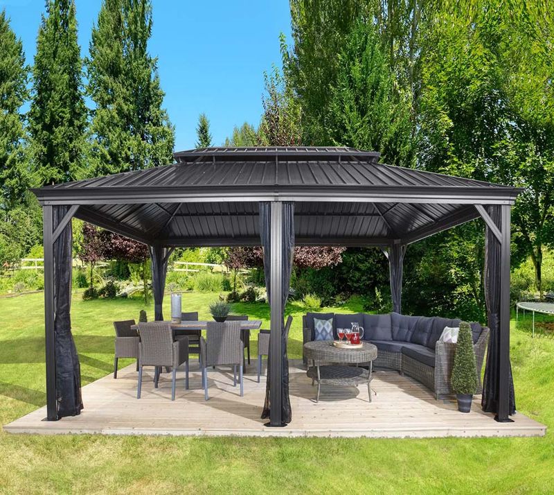 Aluminijasti paviljon Messina - vklj. z mrežo proti komarjem | 363 x 598 x 307 cm |