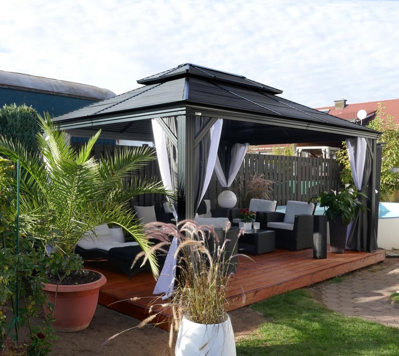 Aluminijasti paviljon Mykonos vklj. z mrežo proti komarjem | 299 x 364 x 291 cm |