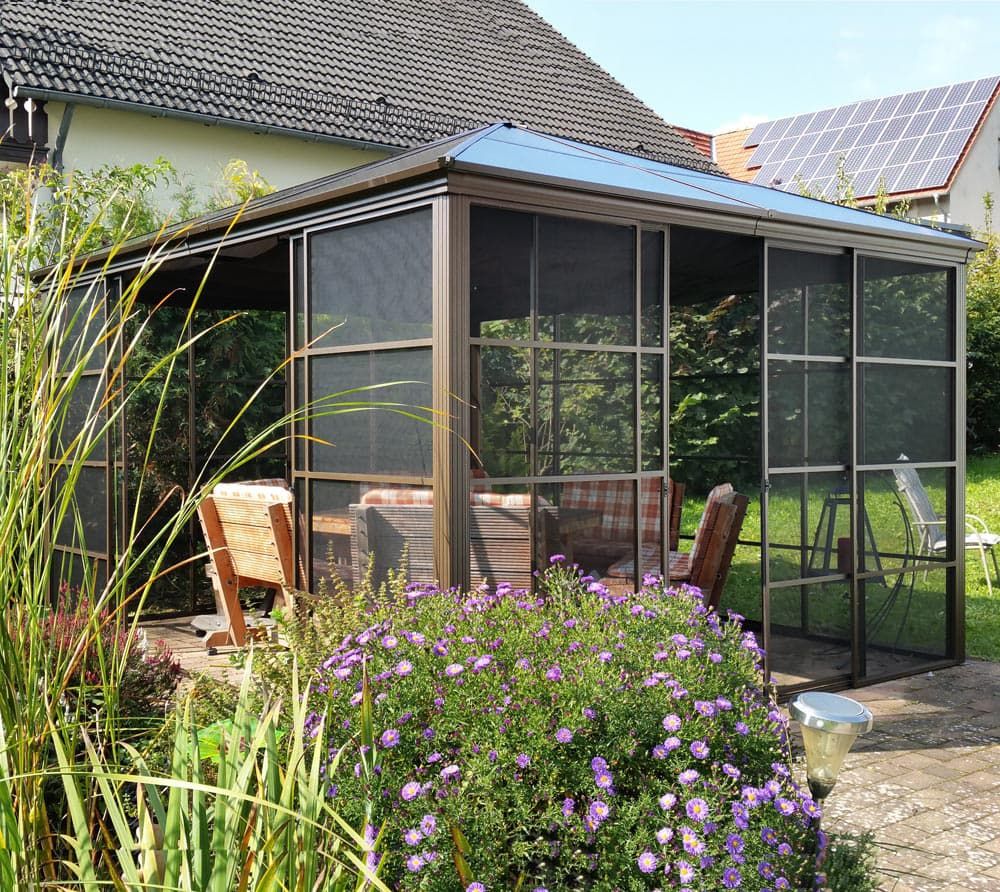 Aluminijasti paviljon Castel - vklj. z zaščito pred soncem | 427 x 362 x 296 cm |