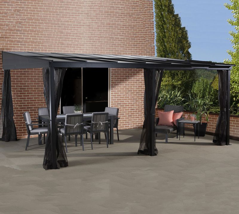 Aluminijasti nadstrešek St. Barth | Antracit | 363 x 483 x 240 cm