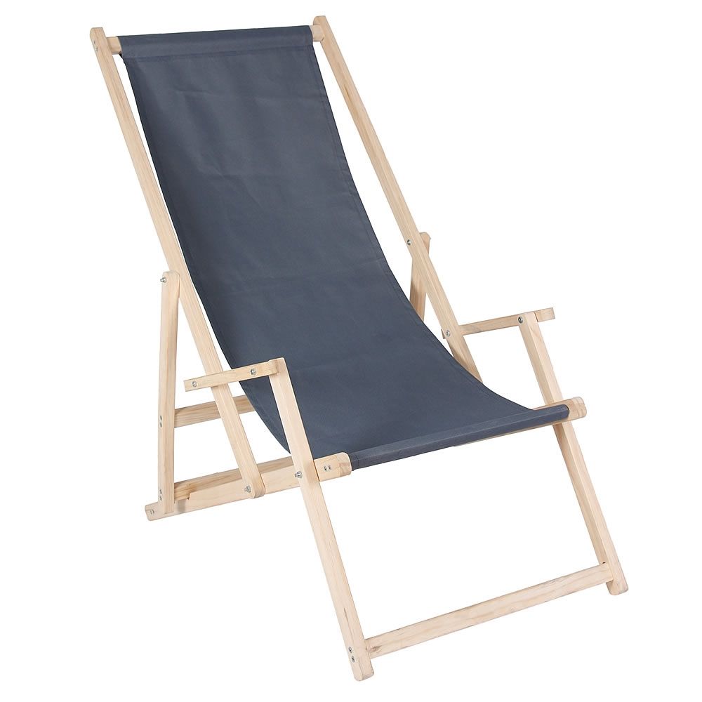 Ležalnik za plažo z naslonom za roke - antracit