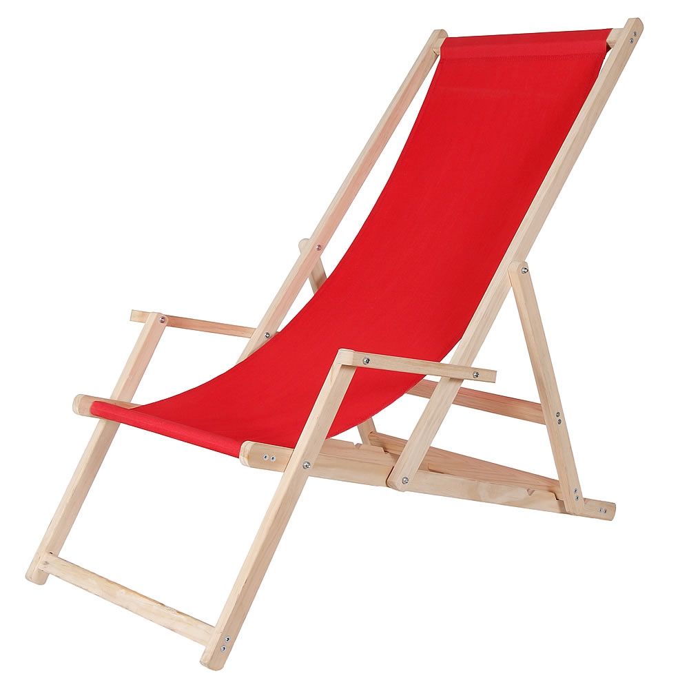 ​Ležalnik za plažo z naslonom za roke - rdeč