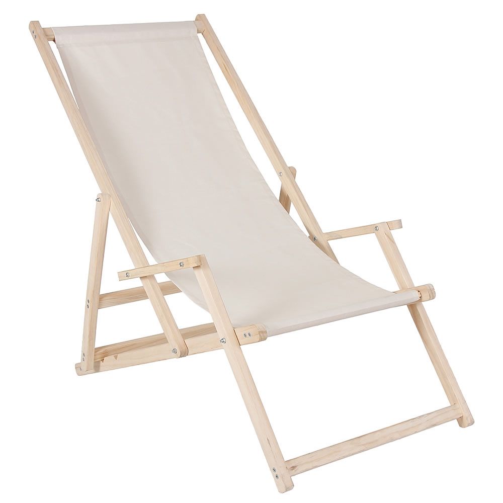 Ležalnik za plažo z naslonom za roke - bež