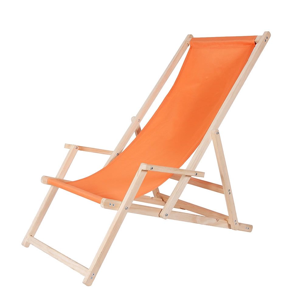 ​Ležalnik za plažo z naslonom za roke - oranžen