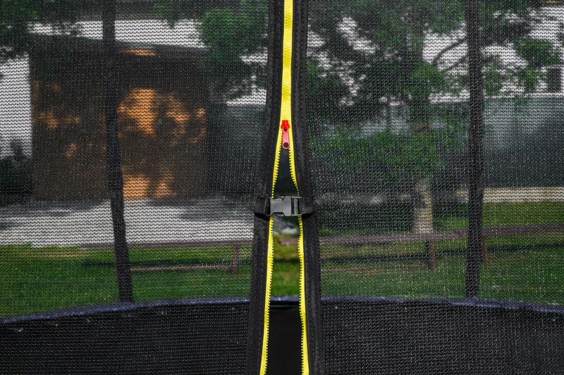 Trampolin SpaceJump 366 cm z zaščitno mrežo + stopnicami - RDEČ