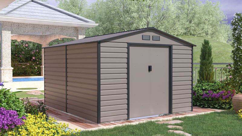 Vrtna kovinska hiška-uta-lopa 8,25 m² - 2,7 m x 3,1 m - SIVA
