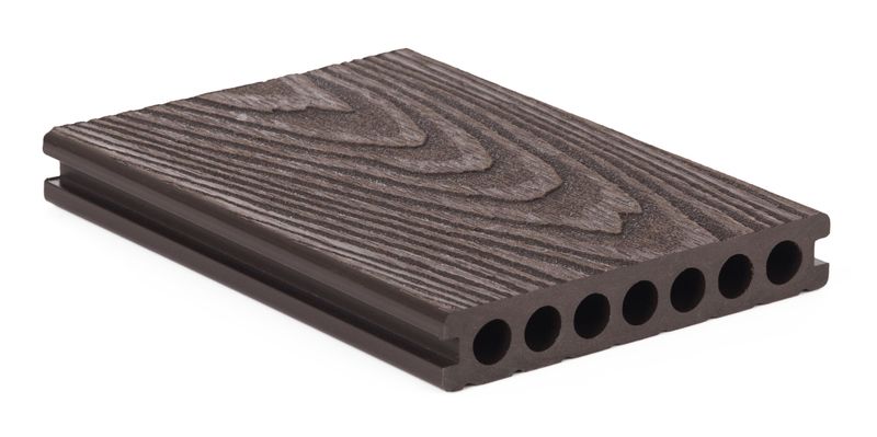 WPC terasna deska 2,5 x 14,8 x 300 cm, temni les z okroglimi izrezi