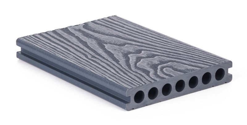 WPC terasna deska 2,5 x 14,8 x 300 cm, srebrn les z okroglimi izrezi