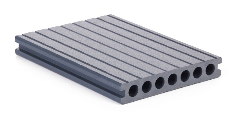 WPC terasna deska 2,5 x 14,8 x 300 cm, srebrn les z okroglimi izrezi