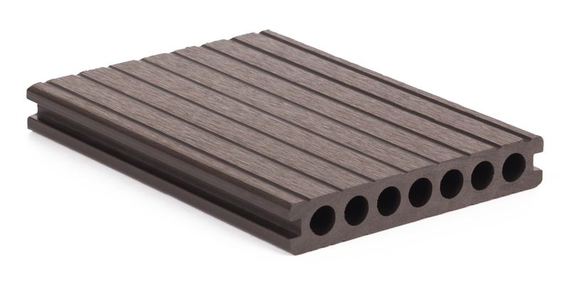 WPC terasna deska 2,5 x 14,8 x 400 cm, temni les z okroglimi izrezi