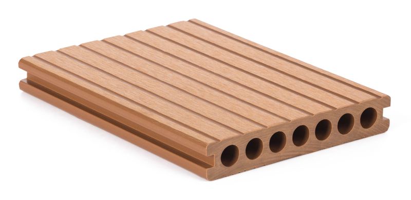 WPC terasna deska 2,5 x 14,8 x 400 cm, svetel les z okroglimi izrezi