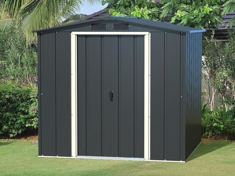Kovinska vrtna hiška-uta-lopa 3,67 m² - 2,02m x 1,82m - TEMNO SIVA