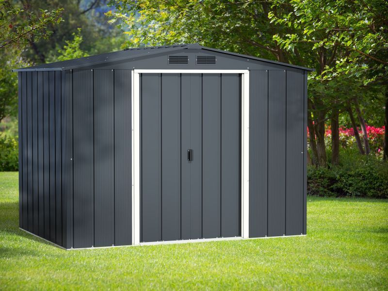 Kovinska vrtna hiška-uta-lopa 4,77 m² - 2,62m x 1,82m - TEMNO SIVA