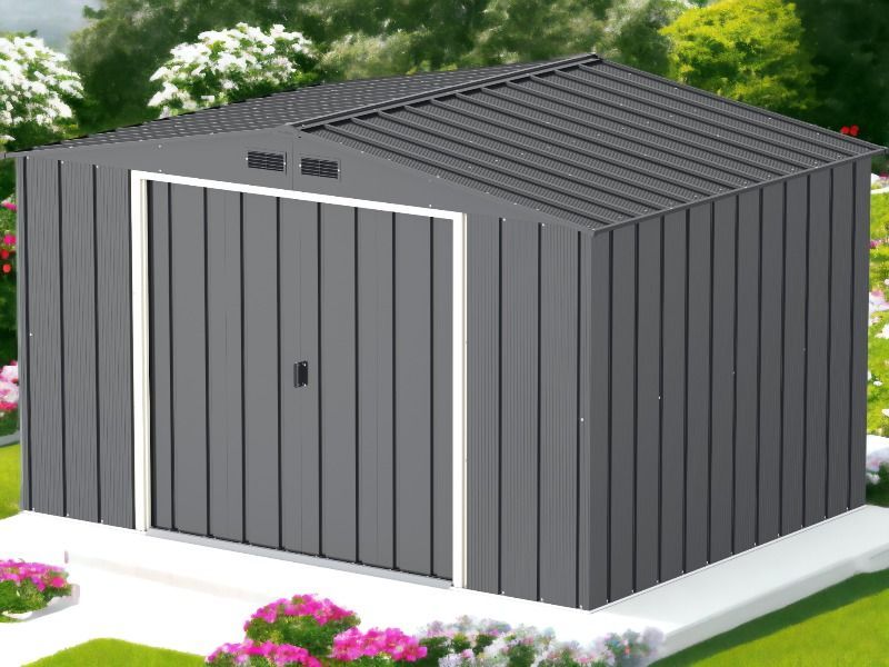 Kovinska vrtna hiška-uta-lopa 7,8 m² - 3,22m x 2,42m - TEMNO SIVA