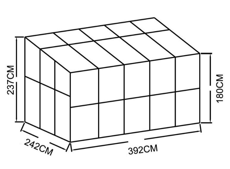 Stekleni rastlinjak 242 x 392 cm