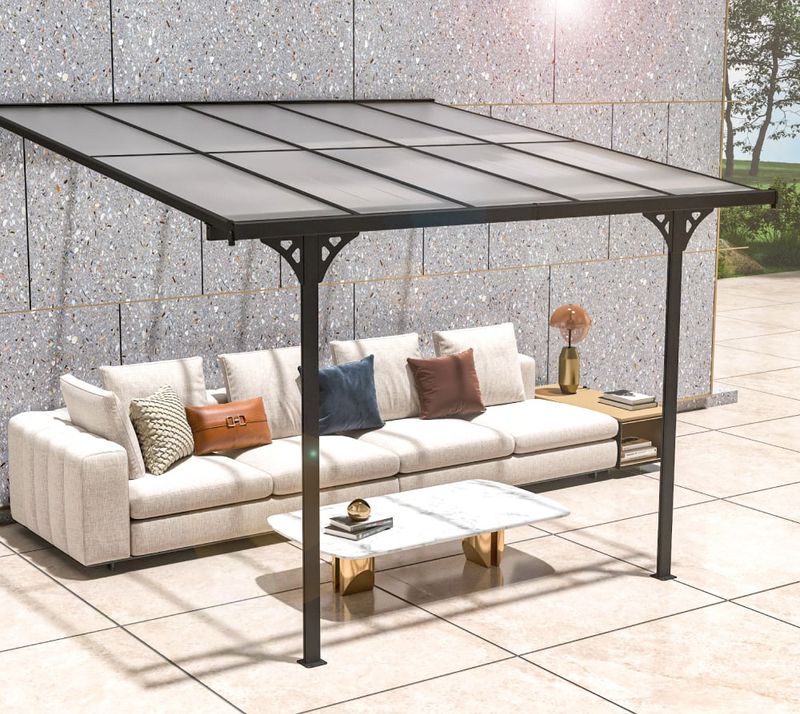 Aluminijast nadstrešek Bruce 9,5 m² - 3,00 x 3,13 x 2,70 m - ČRNA