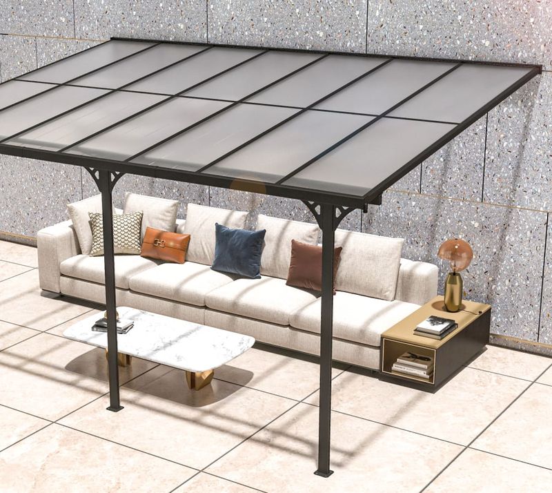 Aluminijasti nadstrešek Bruce 13 m² - 3,00 x 4,35 x 2,70 m - ČRNA