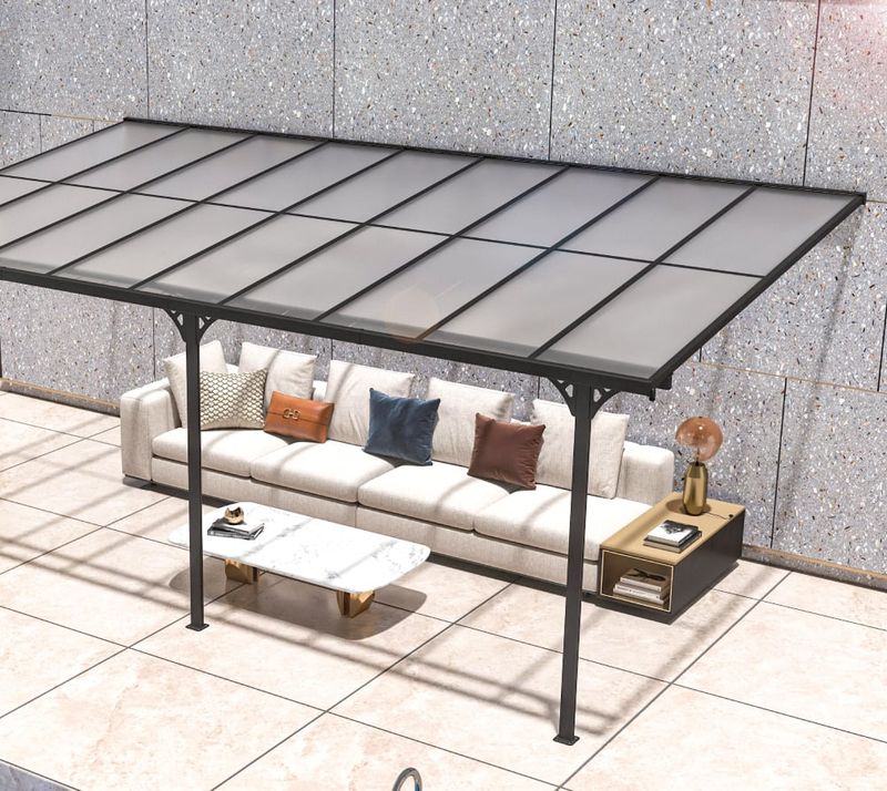 Aluminijasti nadstrešek Bruce 17 m² - 3,00 x 5,56 x 2,70 m - ČRNA