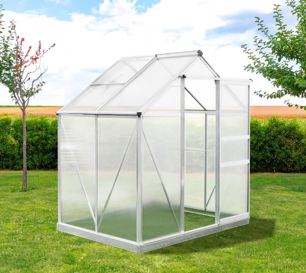 Srebrn aluminijasti rastlinjak Flora 3 m² - 132 x 190 x 201 cm