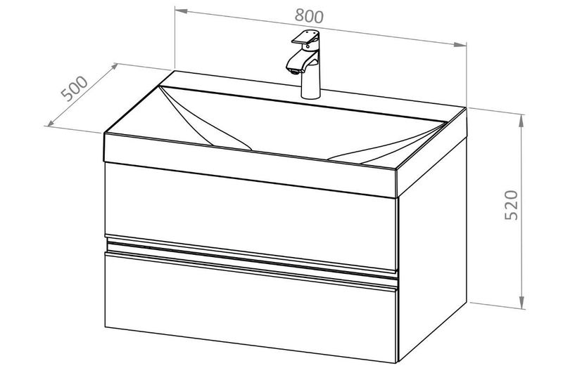Aquaestil Baza LYRA 80 z umivalnikom, 2 predala