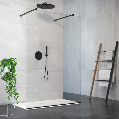 Aquaestil tuš paravan Zenith 160 walk in, črna mat/prozorno