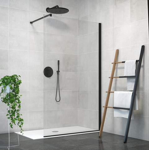 Aquaestil tuš paravan Zenith Wall 120, črna mat/prozorno