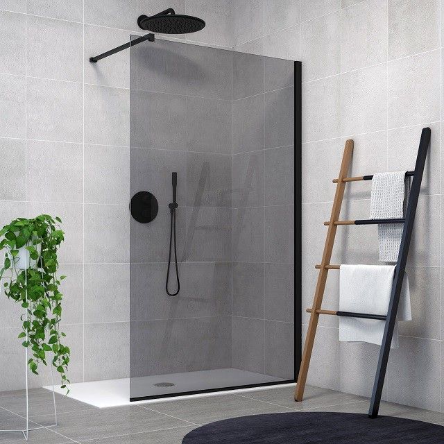 Aquaestil tuš paravan Zenith Wall 100, črna mat/sivo