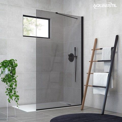 Aquaestil tuš paravan Zenith Wall 100, črna mat/sivo