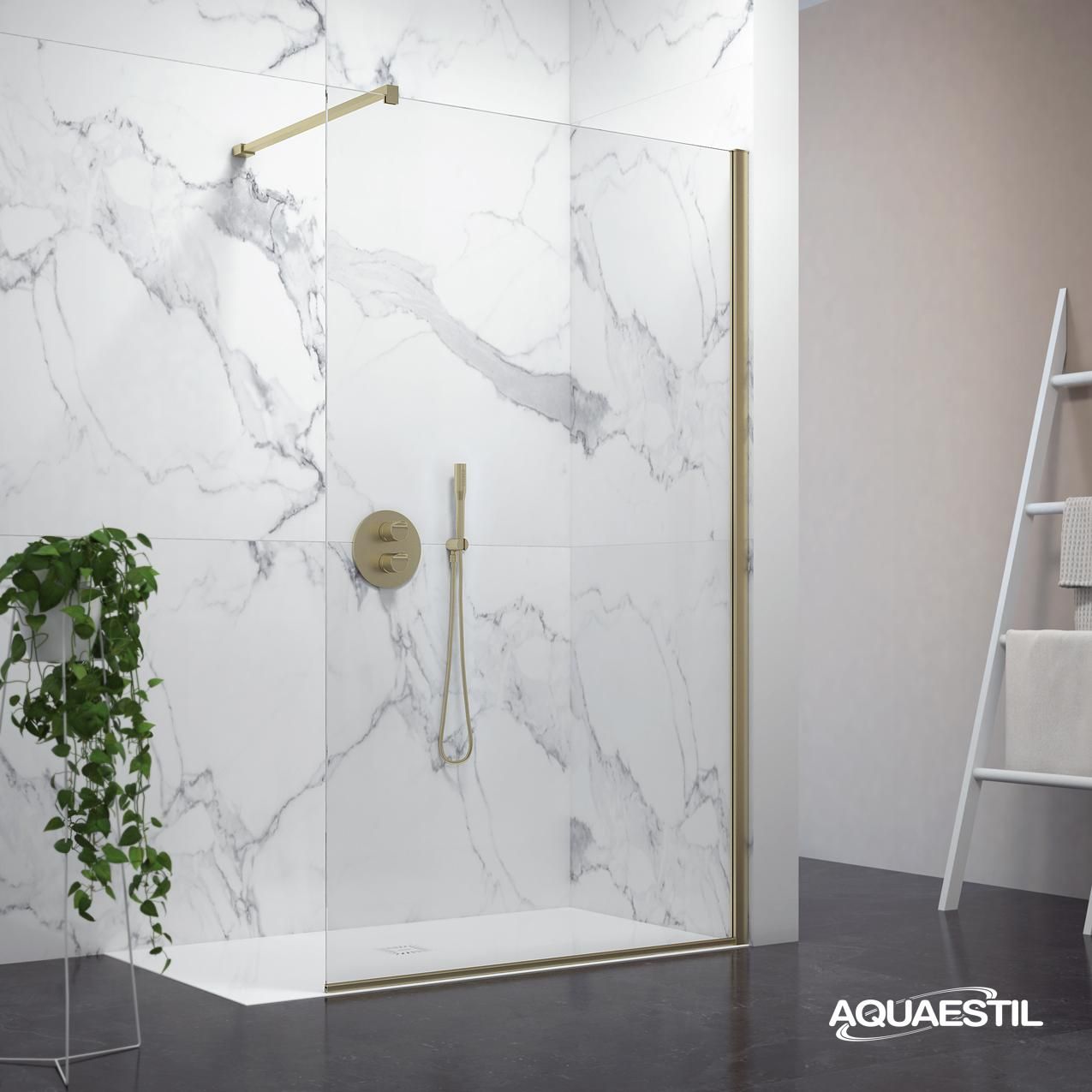Aquaestil tuš paravan Zenith Wall 170, zlata/prozorno