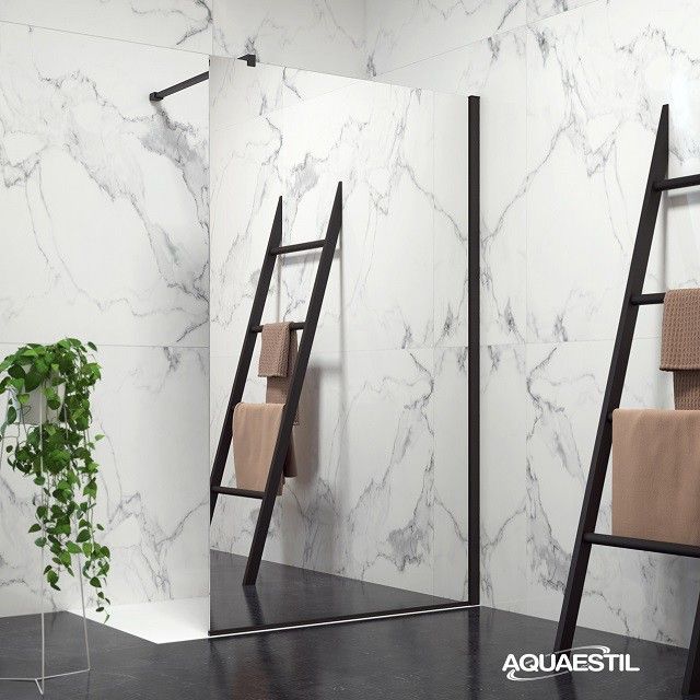 Aquaestil tuš paravan Zenith wall MIRROR 120, črna mat/ogledalo