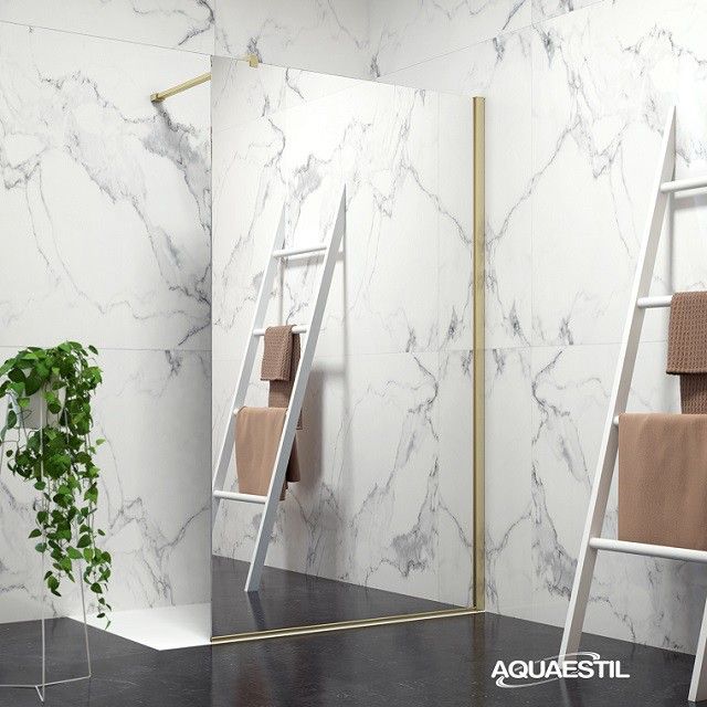 Aquaestil tuš paravan Zenith wall MIRROR 140, zlata/ogledalo