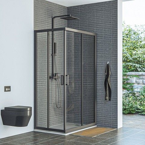 Aquaestil tuš vrata Savana D 150, črna mat/prozorno
