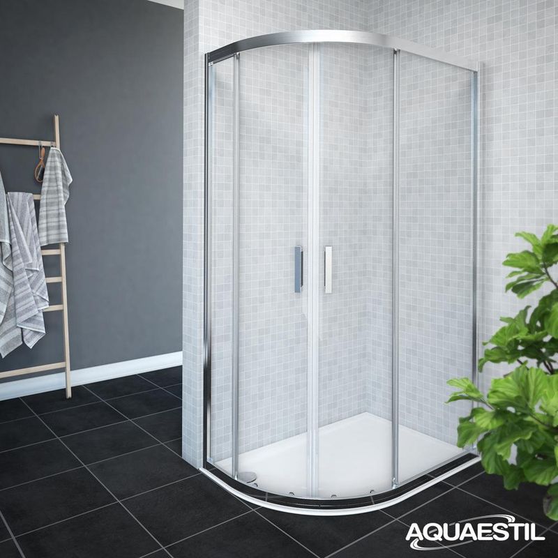 Aquaestil tuš paravan Savana 90x70 polkrožna, srebrna/prozorno