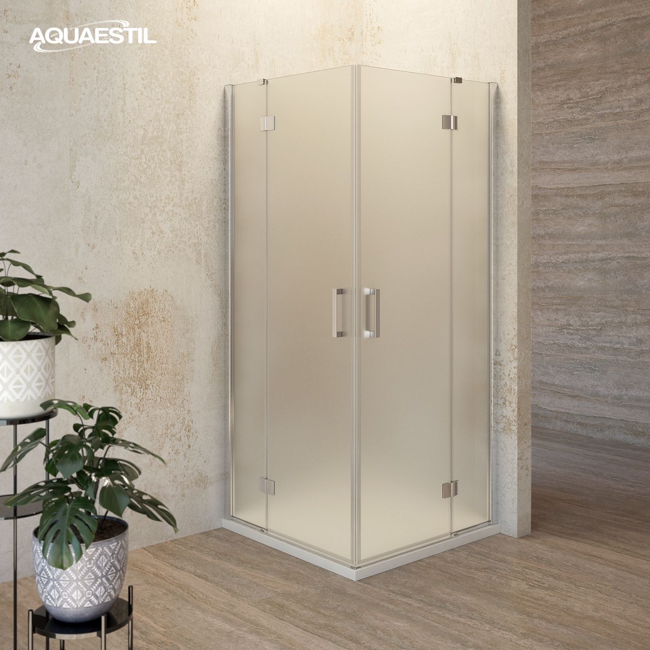 Aquaestil tuš vrata Aurora D+ 75, srebrna/satinirano