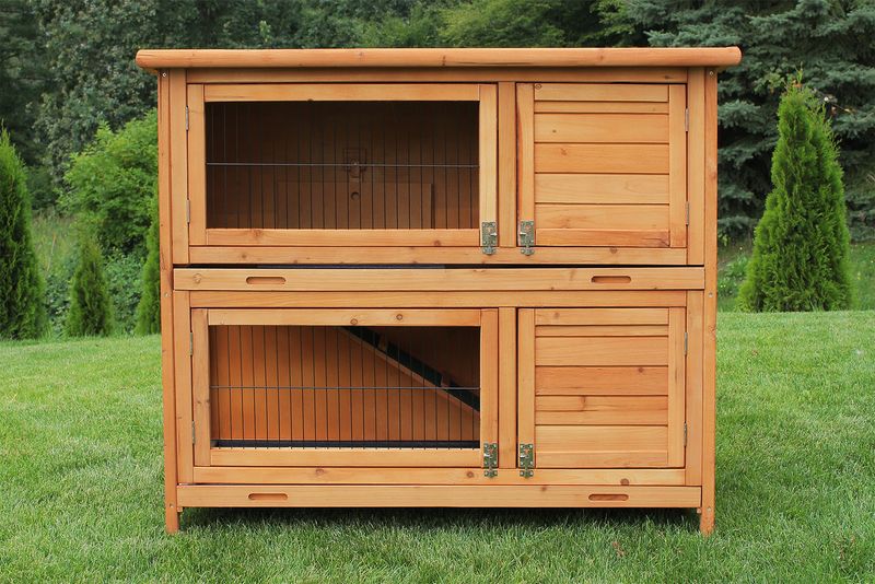 Zajčnik 120 x 51 x 105 cm s 4 vrati iz impregniranega lesa + 2 nadstropja