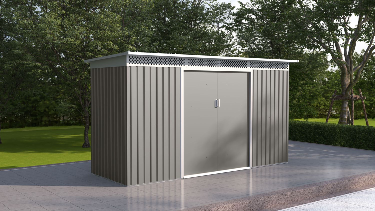 Vrtna kovinska hiška-uta-lopa 4,82 m² - 3,4 m x 1,42 m - SIVA