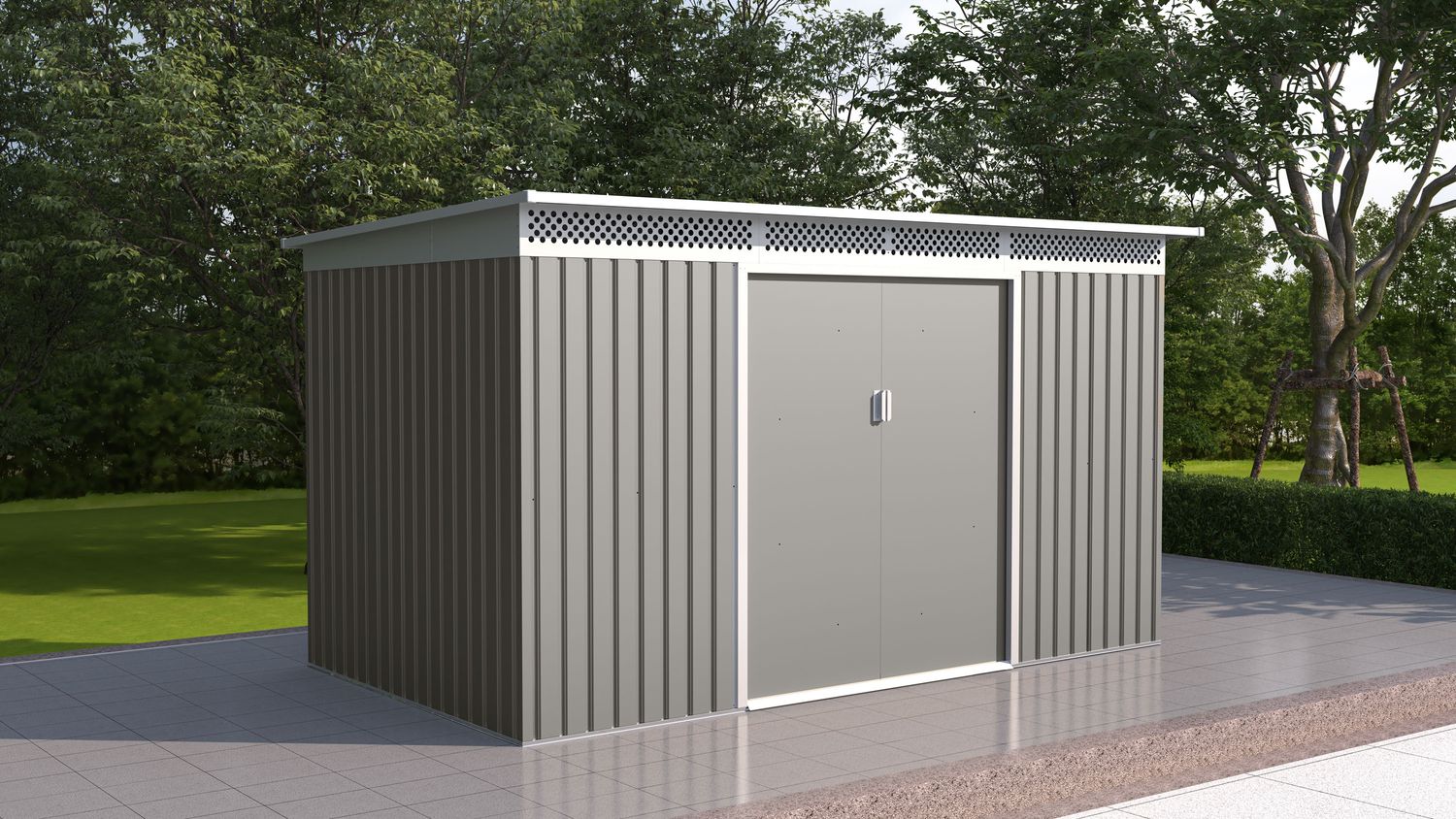 Vrtna kovinska hiška-uta-lopa 7,0 m² - 3,4 m x 2,06 m – SIVA