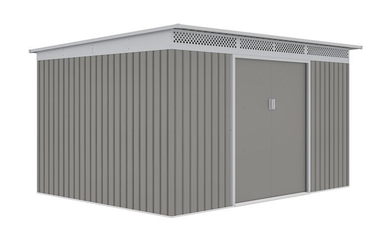 Vrtna kovinska hiška-uta-lopa 9,15 m² - 3,4 m x 2,69 m – SIVA