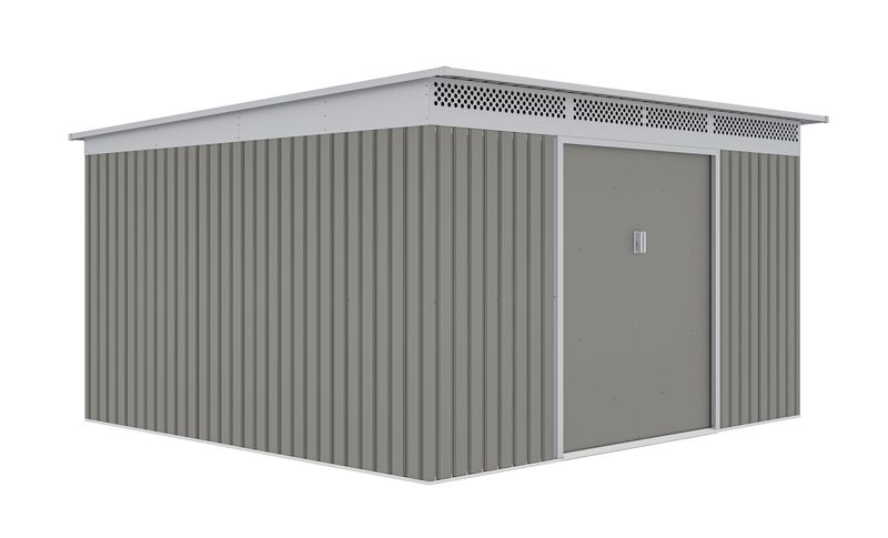 Vrtna kovinska hiška-uta-lopa 11,32 m² - 3,4m x 3,3 m – SIVA